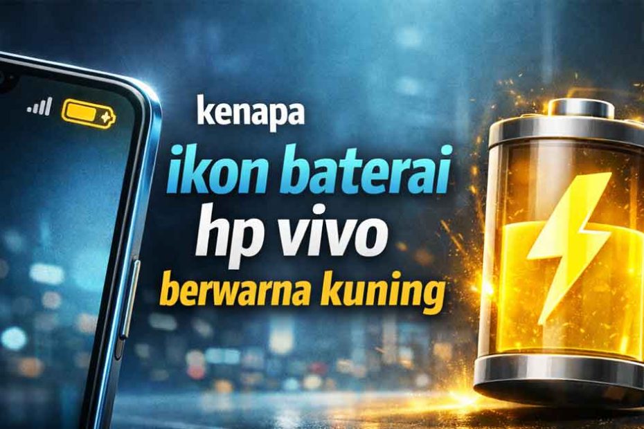 Ikon baterai HP Vivo berwarna kuning yang menandakan mode hemat daya aktif pada sistem Android.