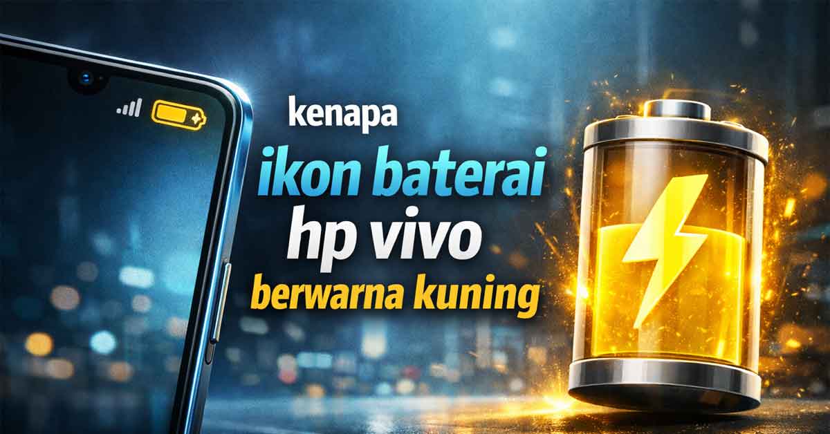 Ikon baterai HP Vivo berwarna kuning yang menandakan mode hemat daya aktif pada sistem Android.
