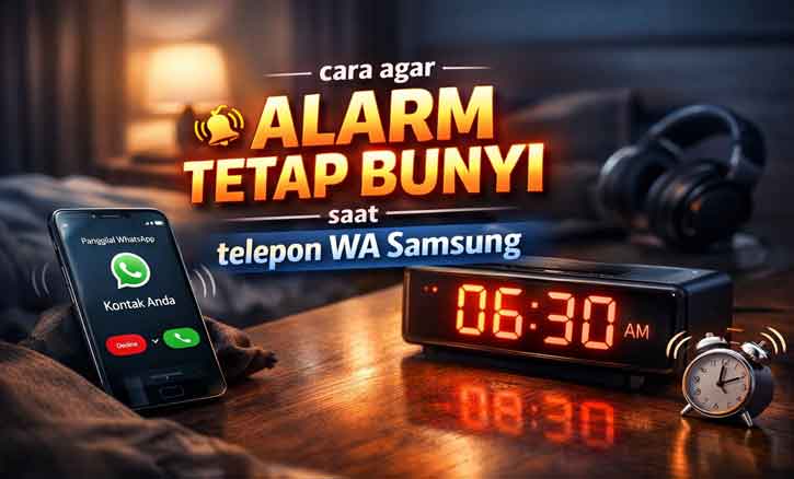 cara agar alarm tetap bunyi saat telepon wa samsung