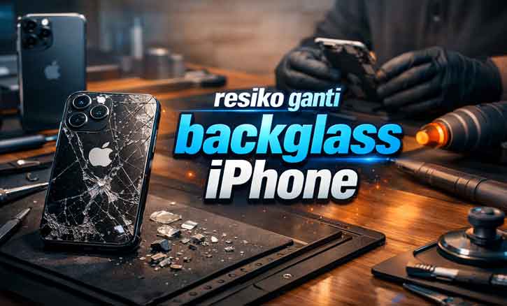 resiko ganti backglass iPhone saat proses perbaikan kaca belakang