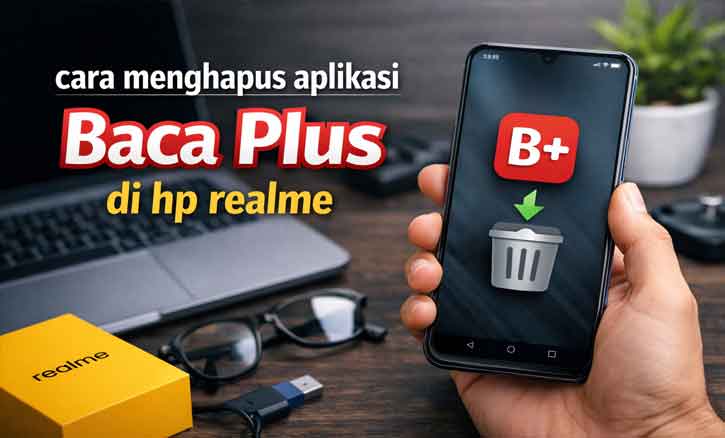 cara menghapus aplikasi Baca Plus di HP Realme melalui pengaturan aplikasi