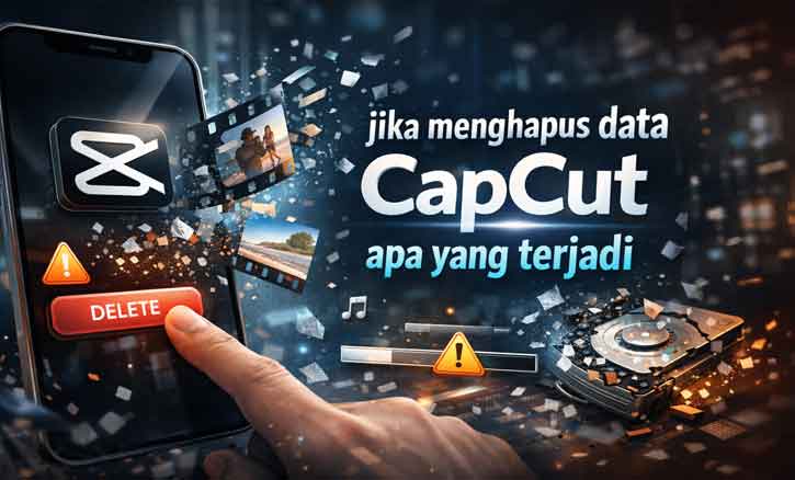 Ilustrasi pengaturan aplikasi CapCut di Android saat pengguna ingin menghapus data aplikasi untuk membersihkan penyimpanan