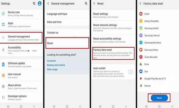 cara reset pabrik hp samsung